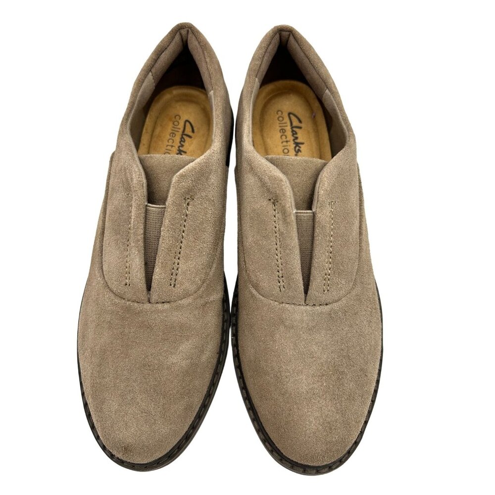 Clarks Collection Womens Faux Suede Slip-On Wedge Loafer Size 7
